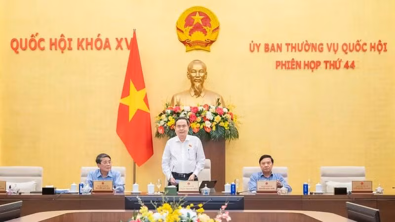 Le président de l'Assemblée nationale, Tran Thanh Man, lors de la réunion. Photo : NDEL.