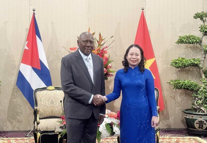 La vice-présidente Vo Thi Anh Xuan reçoit son homologue cubain Salvador Valdés Mesa. Photo : VNA.