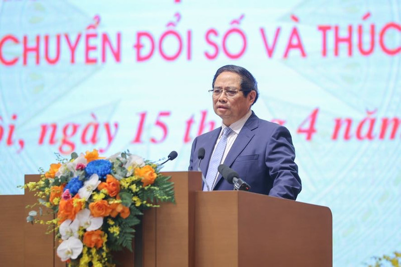 Le Premier ministre Pham Minh Chinh prend la parole lors de l'événement. Photo : NLĐ.