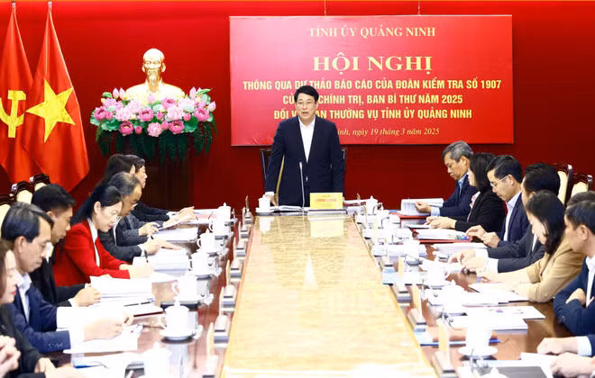 Le président Luong Cuong lors de la conférence, à Quang Ninh, le 19 mars. Photo: VNA