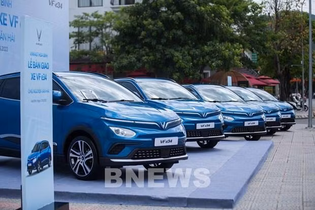 Un modèle de voiture électrique de VinFast. Photo: VNA