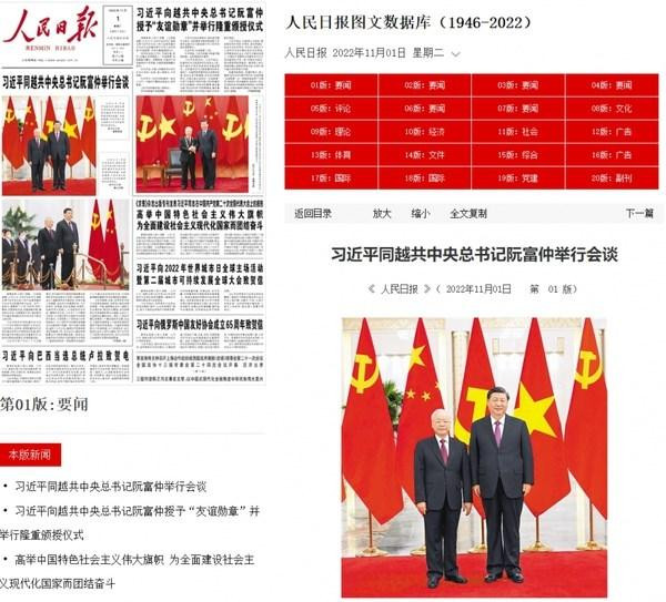 La visite officielle du SG du PCV, Nguyên Phu Trong, couverte par les médias chinois. Photo : VNA.