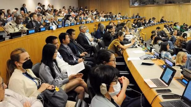 Lors de la 5e session de négociation de la Conférence “BBNJ". Photo: baoquocte.vn