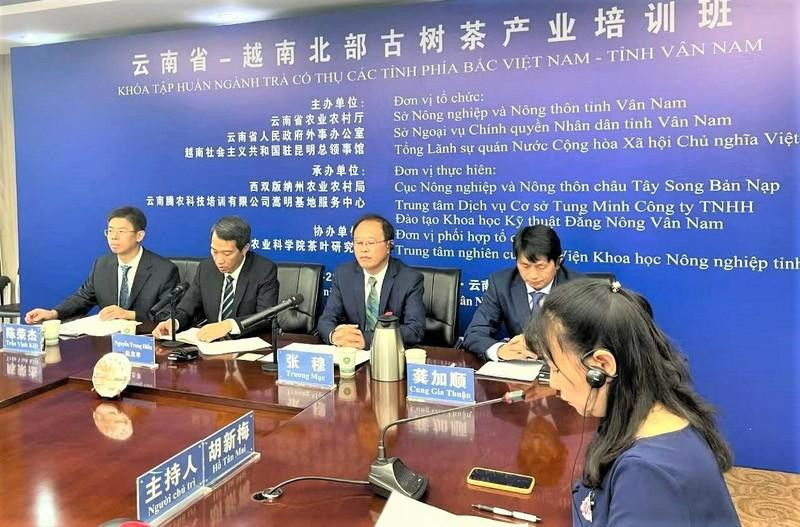 Cours de formation sur l’industrie du thé entre les provinces du Nord du Vietnam et la province chinoise de Yunnan. Photo : NDEL