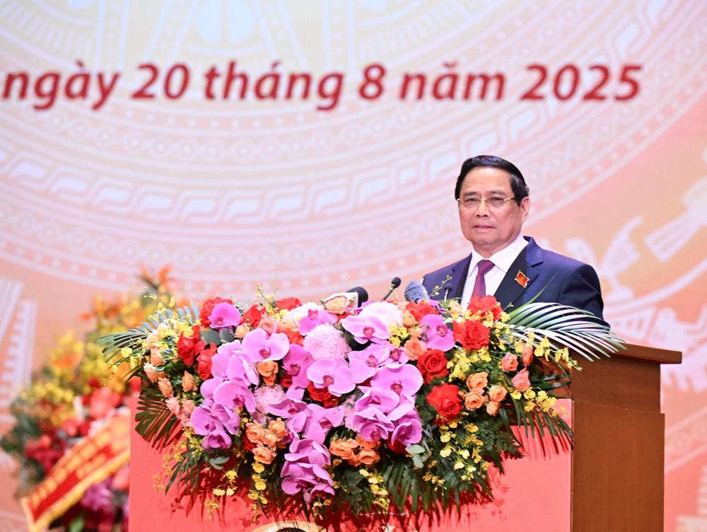 Le Premier ministre Pham Minh Chinh à la cérémonie marquant le 80e anniversaire de la fondation du gouvernement de la République socialiste du Vietnam, le 20 août 2025. Photo : VGP.