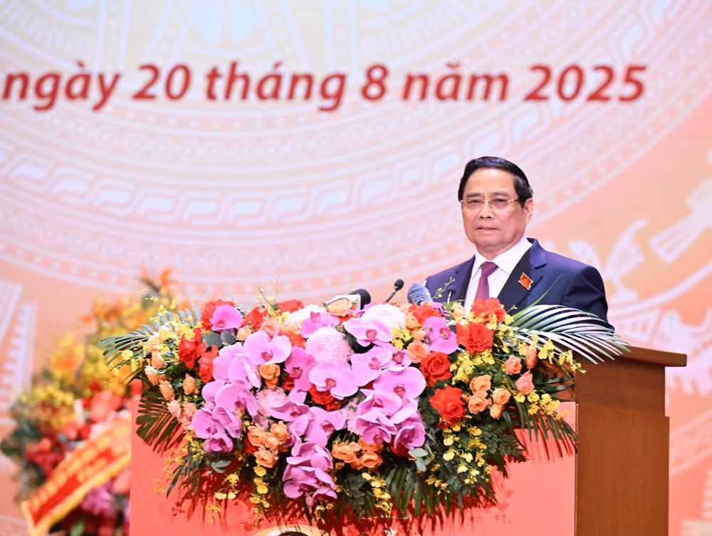 Le Premier ministre Pham Minh Chinh à la cérémonie marquant le 80e anniversaire de la fondation du gouvernement de la République socialiste du Vietnam, le 20 août 2025. Photo : VGP.
