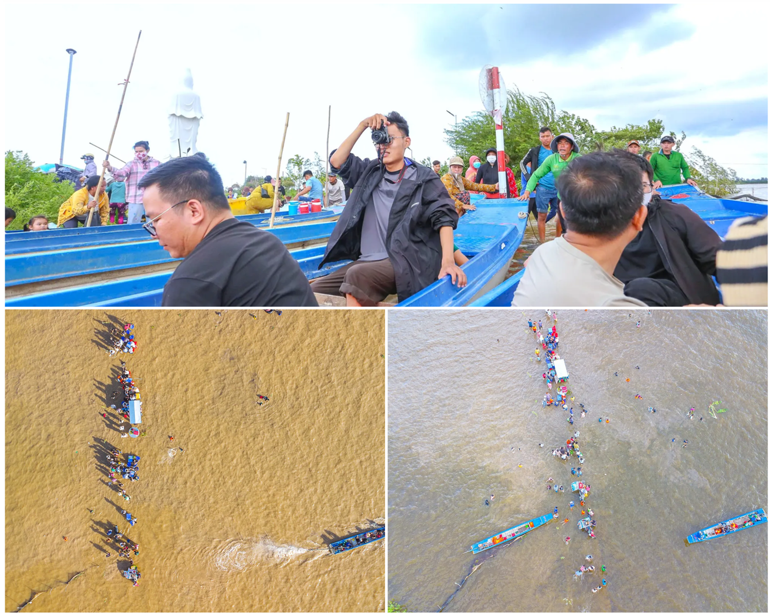 De nombreux visiteurs viennent à la pagode Nui Noi pour capturer de magnifiques images de la saison des crues dans le delta du Mékong. Photo : PLO. 9.png