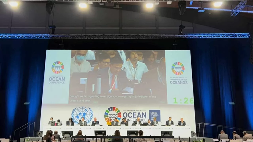 Le vice-ministre des Affaires étrangères, Pham Quang Hieu, chef de la délégation vietnamienne ayant participé à la deuxième Conférence des Nations Unies sur l’Océan (UNOC2) à Lisbonne, au Portugal, en juillet 2022. Photo : Délégation du Vietnam auprès de l’ONU. qh.png