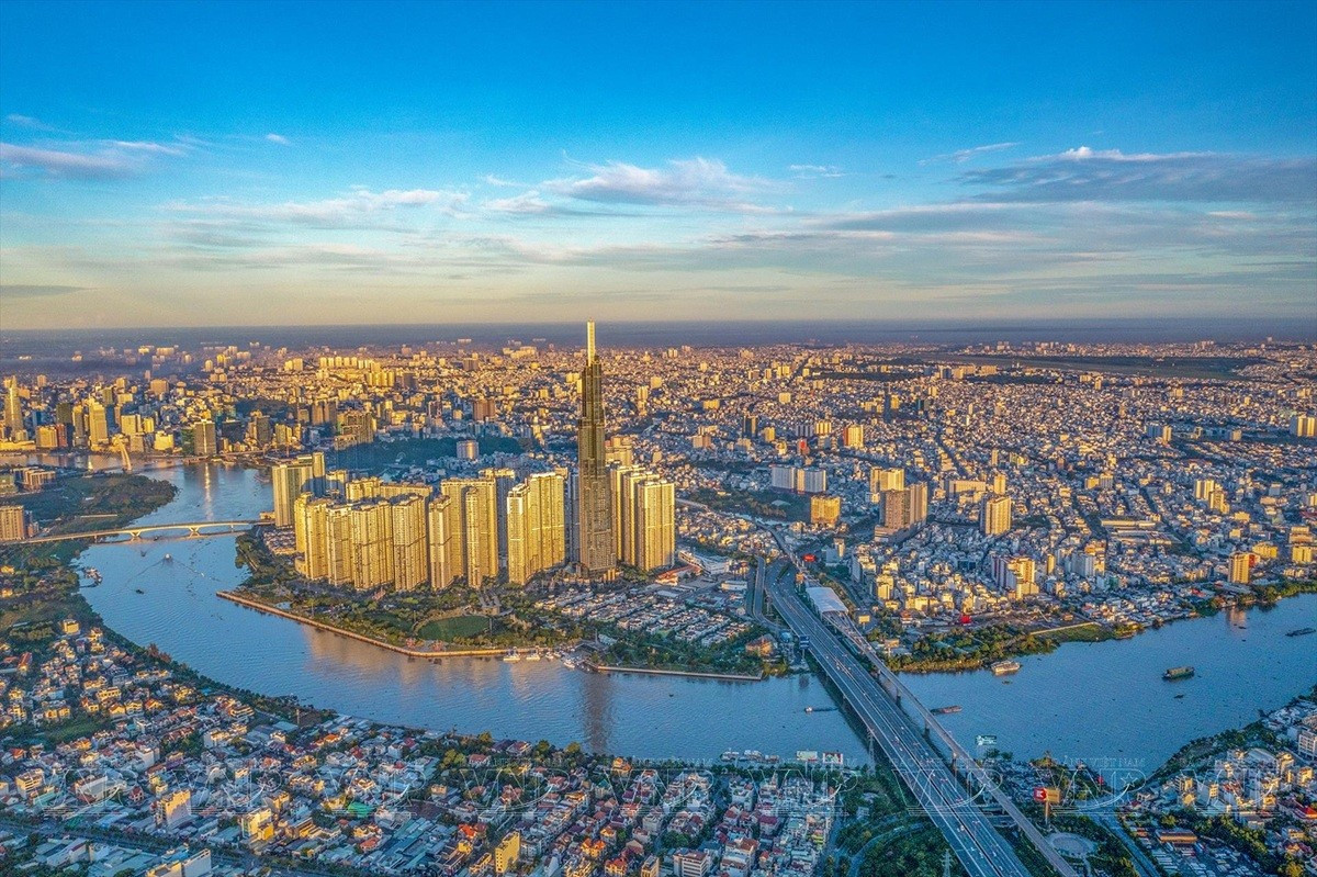 Vue aérienne de Ho Chi Minh-Ville, moteur de recherche et d’innovation du Vietnam. Photo : VNA.