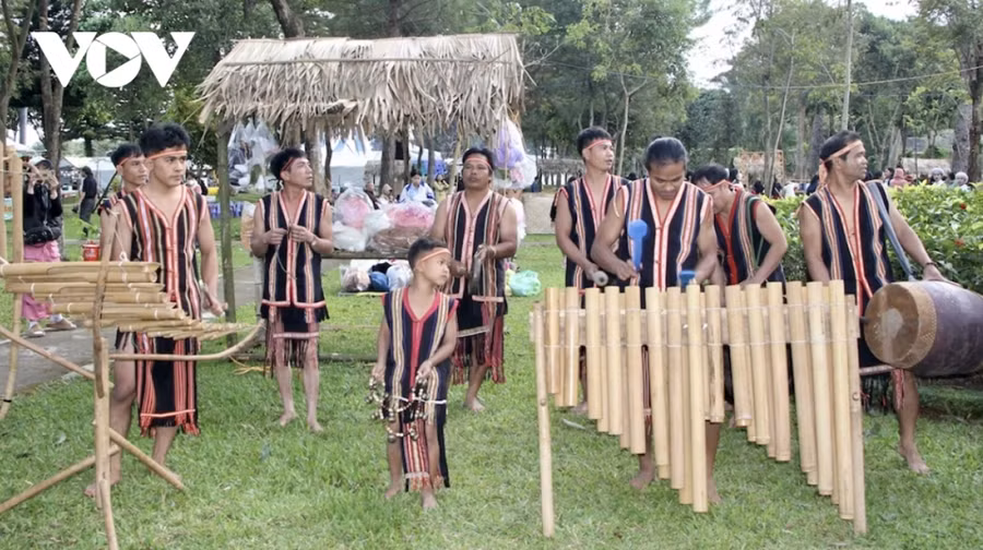 L’ensemble musical traditionnel de Pleiku Roh compte des membres âgés de 10 à plus de 40 ans, tous passionnés par les instruments de musique jarai. Photo : VOV