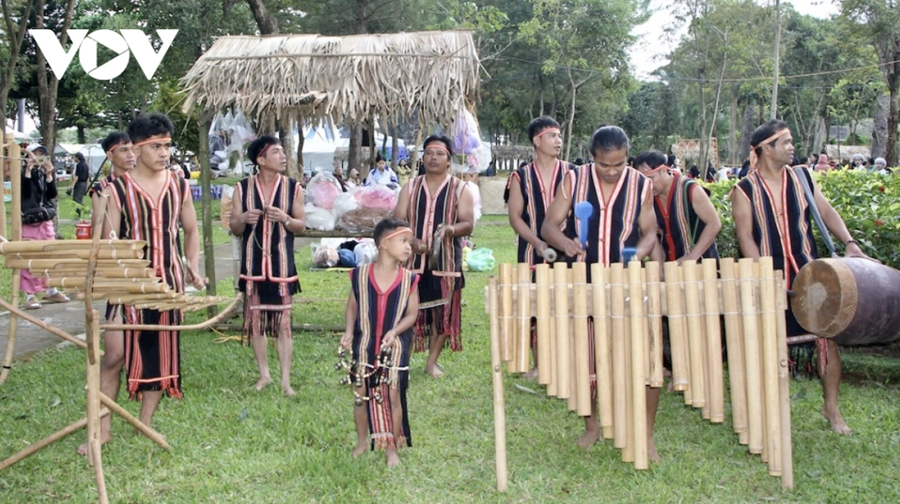 L’ensemble musical traditionnel de Pleiku Roh compte des membres âgés de 10 à plus de 40 ans, tous passionnés par les instruments de musique jarai. Photo : VOV