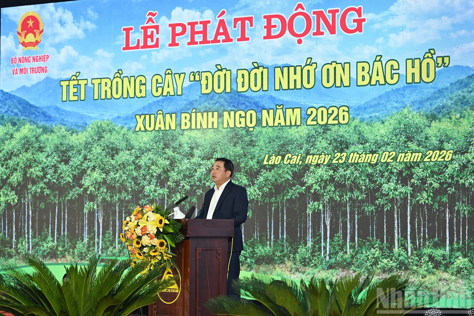 Le ministre de l’Agriculture et de l’Environnement Tran Duc Thang prononce un discours.