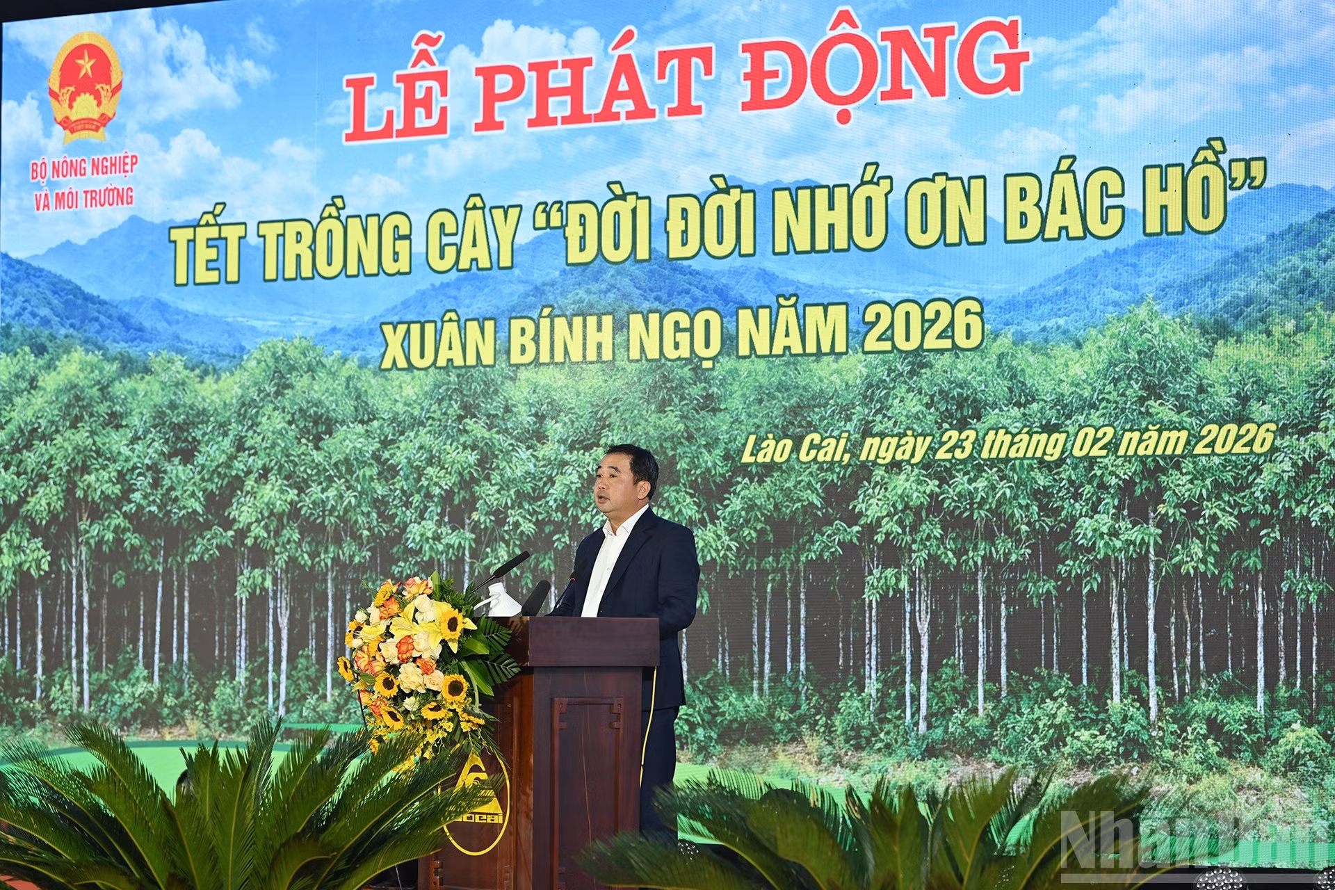 Le ministre de l’Agriculture et de l’Environnement Tran Duc Thang prononce un discours.