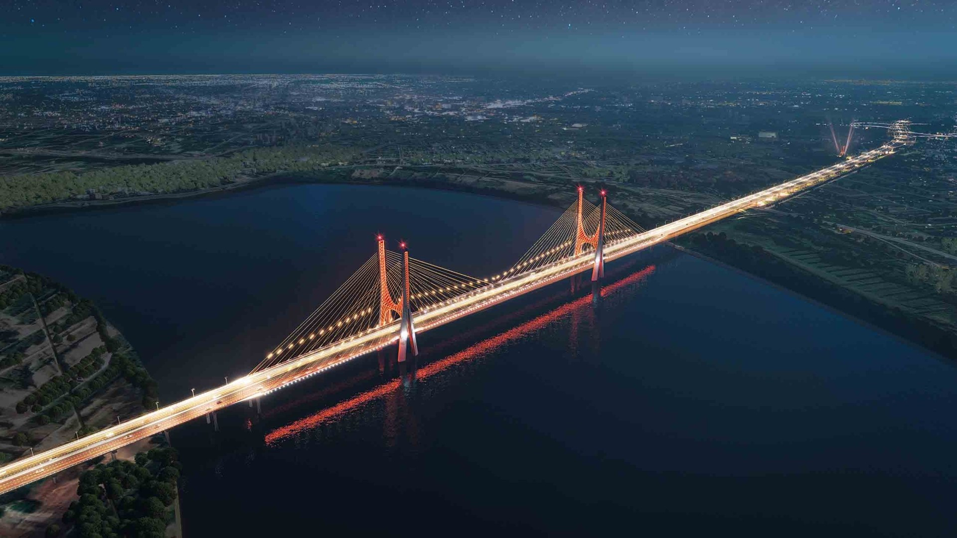 Vue d’ensemble du pont Ngọc Hồi après son achèvement. Photo : Comité de gestion du projet.