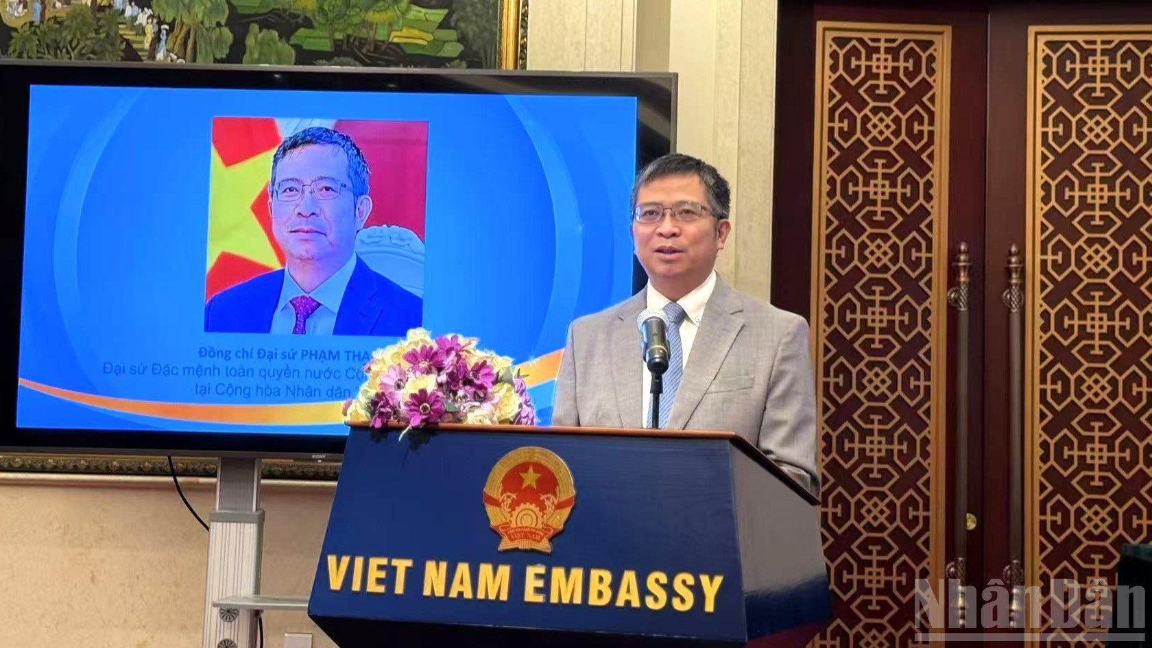 L’ambassadeur Pham Thanh Binh lors d’un événement organisé à l’ambassade du Vietnam en Chine.