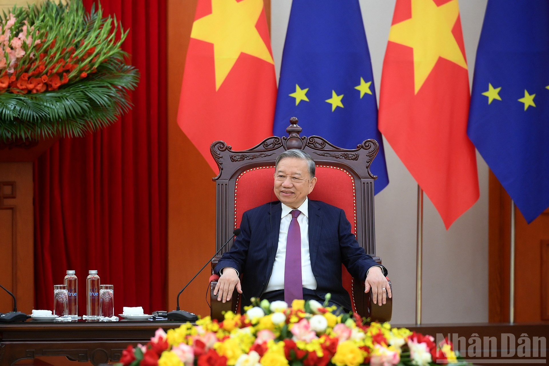 Le secrétaire général To Lam prend la parole lors de la rencontre. Il a affirmé que le Vietnam attachait de l’importance au rôle de l’Union européenne et aux relations bilatérales.