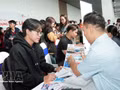 Des étudiants s'entretiennent avec des représentants d'entreprises pour explorer des opportunités d'emploi lors du Salon de l'emploi 2026, organisé par le Centre de services pour l'emploi des jeunes de Hô Chi Minh-Ville en collaboration avec le collège Van Lang Saigon. Photo : VNA.