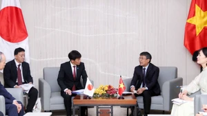 Le vice-ministre permanent des Affaires étrangères, Nguyen Minh Vu (à droite) et le vice-ministre parlementaire japonais des Affaires étrangères, Shimada Tomoaki. Photo : VNA.