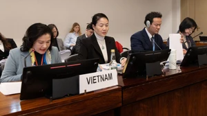 La vice-ministre de l'Intérieur, Nguyen Thi Ha, défend le 9e rapport national sur la mise en œuvre de la CEDAW. Photo : VNA.