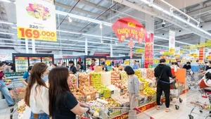 Les clients font leurs courses au centre commercial GO! Thang Long, à Hanoi. Photo : VNA.