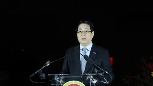 Le président Luong Cuong s'exprime lors de la cérémonie marquant le 80e anniversaire de la Fête nationale du Vietnam à New York, le 22 septembre. Photo : VNA.