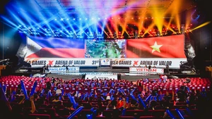 La finale de l’épreuve Arena of Valor entre les Philippines et le Vietnam aux 31es SEA Games se déroule dans une ambiance survoltée. Photo : cellphones.