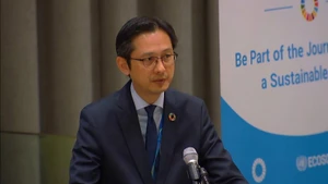 L’ambassadeur Do Viet Hung, chef de la Mission permanente du Vietnam auprès des Nations Unies s'exprime lors du débat. Photo : VNA.