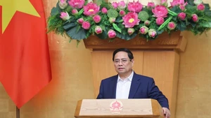 Le Premier ministre Pham Minh Chinh s'exprime lors de la réunion. Photo : VGP.