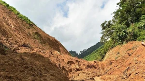 Un glissement de terrain dans le village de Ngoa, commune de Yen Phu, province de Tuyen Quang. Photo : VNA.