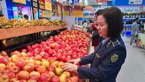 Les autorités compétentes procèdent à un contrôle des marchandises dans un supermarché. Photo : VGP.