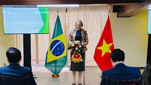 Mirela Janice Eidt, directrice du Bureau du ministère brésilien de l’Agriculture et de l’Élevage, s'exprime au séminaire. Photo: ambassade du Vietnam au Brésil.