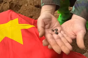 Plusieurs objets ont été découverts, dont trois boutons d’uniforme militaire. (Photo : THUY DUONG)