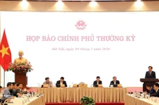 Panorama de la conférence de presse périodique du gouvernement pour le mois de février. Photo : VNA. 