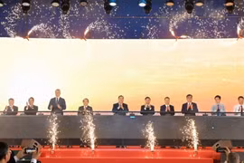 Cérémonie de lancement officiel de la construction du port à conteneurs de Lien Chieu. Photo : VOV