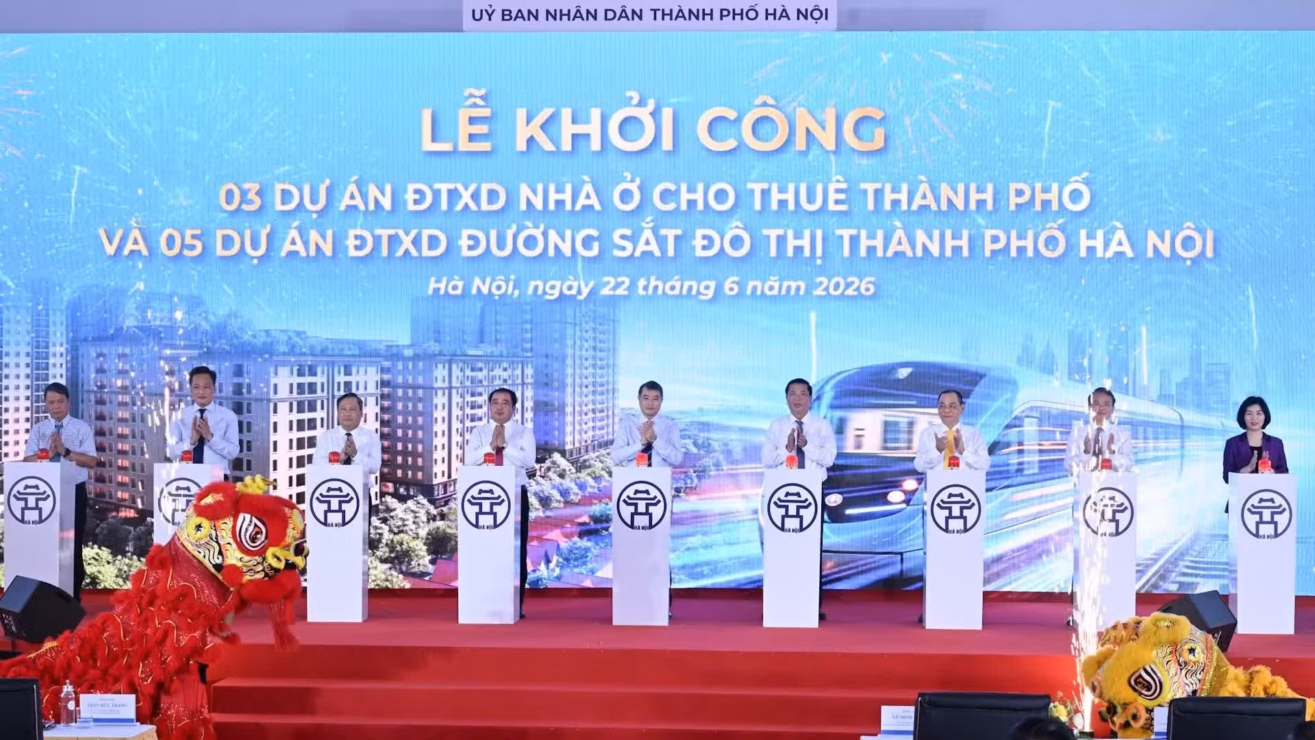 [En images] Le PM Le Minh Hung assiste à la cérémonie de lancement de grands projets de logements locatifs et de métro à Hanoï