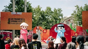 Un numéro artistique lors du "Vietnamese Spring Fest - Printemps au pays natal 2025", à Perth. Photo : VNA.