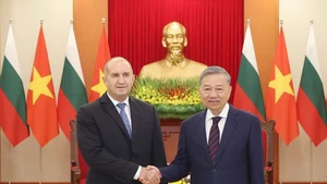 Le secrétaire général du Parti communiste du Vietnam, Tô Lâm (à droite), et le président bulgare Roumen Radev, le 25 novembre 2024 à Hanoi. Photo : VNA.