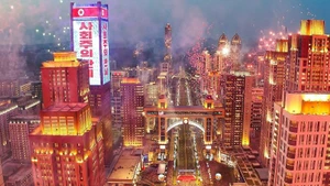 Cérémonie d'inauguration de 10 000 nouveaux appartements de la troisième phase du plan de construction de 50 000 logements à Pyongyang, le 16 avril 2025. Photo : Yonhap/VNA.