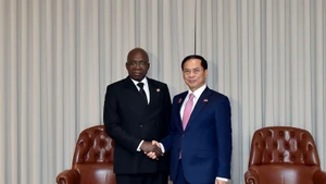 Le vice-Premier ministre et ministre des Affaires étrangères du Vietnam, Bui Thanh Son (à droite), et le ministre des Relations extérieures de l’Angola, Téte António, le 7 août (heure locale) à Luanda. Photo : VGP.