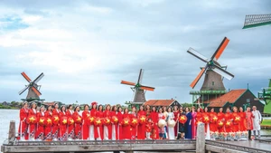 Un grand nombre de Vietnamiens résidant aux Pays-Bas ont participé à l’événement "Viêt phuc bô hành".