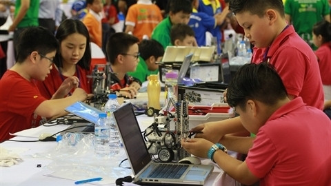 Robothon 2015 réunit 366 élèves d'écoles primaires et collèges d’Asie du Sud-Est. Photo: CVN.
