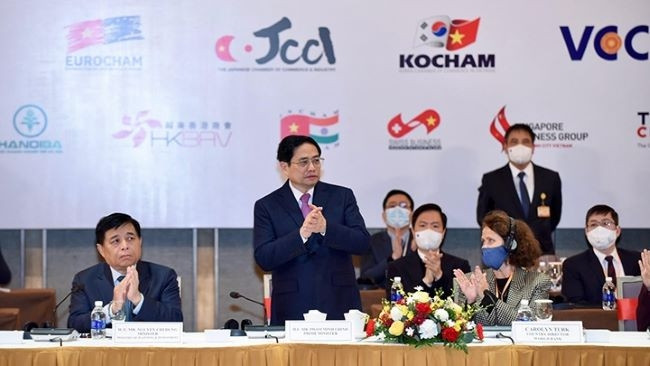 Pham Minh Chinh au Forum d’Affaires du Vietnam 2022. Photo : Trân Hai/NDEL.