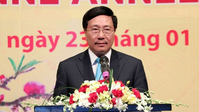 Le Vice-Premier ministre et ministre des Affaires étrangère Pham Binh Minh à la rencontre. 