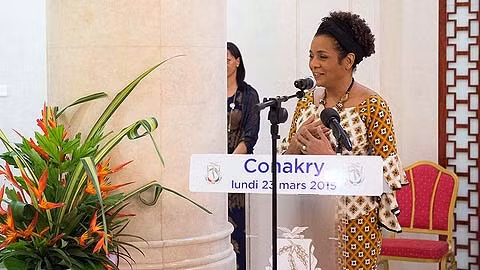 Michaëlle Jean prononce son allocution lors du diner officiel donné par le Président guinéen. Photo: OIF.