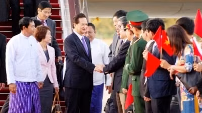Le Premier ministre vietnamien, Nguyên Tân Dung, a été accueilli au Myanmar. Photo: VGP.