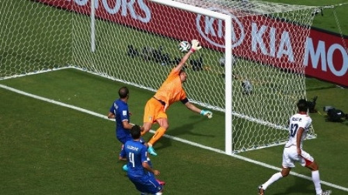 L'attaquant du Costa Rica Bryan Ruiz après son but contre l'Italie lors du Mondial à Recife le 20 juin 2014. Photo: NDEL.
