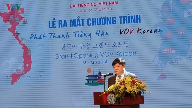 Le directeur général de la VOV, Nguyên Thê Ky, prend sa parole. Photo : VOV.