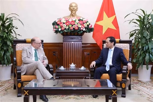 Le ministre des Affaires étrangères, Bùi Thanh Son (à droite), reçoit Robert Rydberg, Secrétaire d'État suédois aux Affaires étrangères. Photo : VNA.