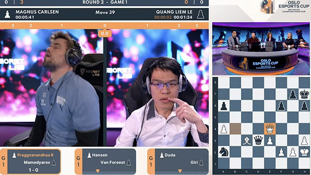 Lê Quang Liêm bat pour la première fois le champion du monde Magnus Carlsen. Photo : NDEL.
