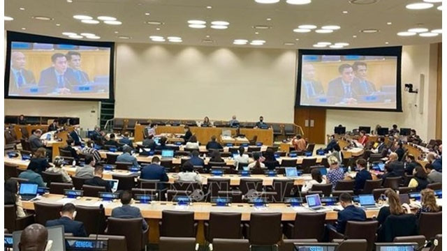 L'ambassadeur Dang Hoang Giang, chef de la Mission permanente du Vietnam auprès de l'ONU s'exprime lors de la 32e réunion des États parties à la Convention des Nations Unies sur le droit de la mer qui se tient du 13 au 17 juin à New York. Photo: VNA